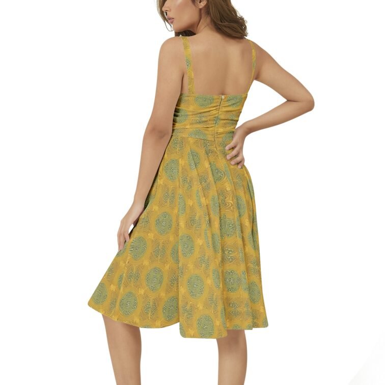 Sleeveless Square Neck Flare Hem Midi Dress - Image 3