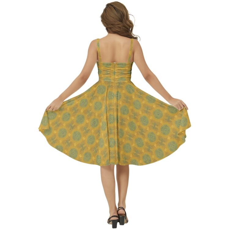 Sleeveless Square Neck Flare Hem Midi Dress - Image 4