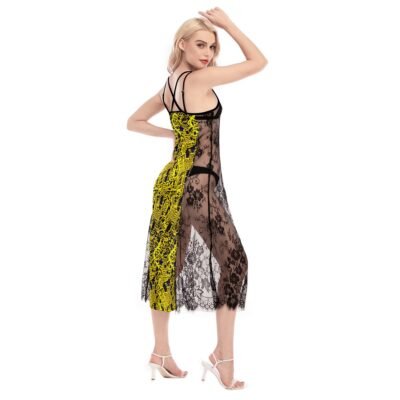 All-Over Print Women's Lace Cami Cross Back Dress