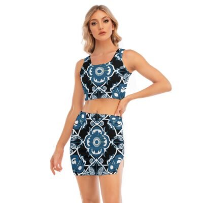 kokorepublic Print Women's Camisole And Hip Skirt Suit