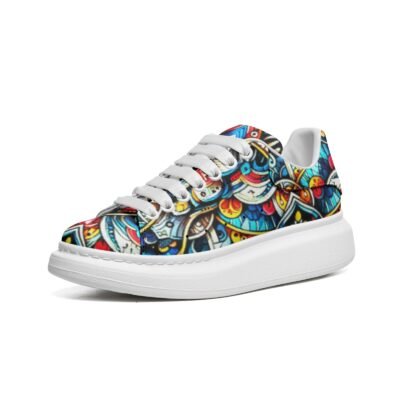 Unisex Non Slip Lace Up Faux Leather Sneakers